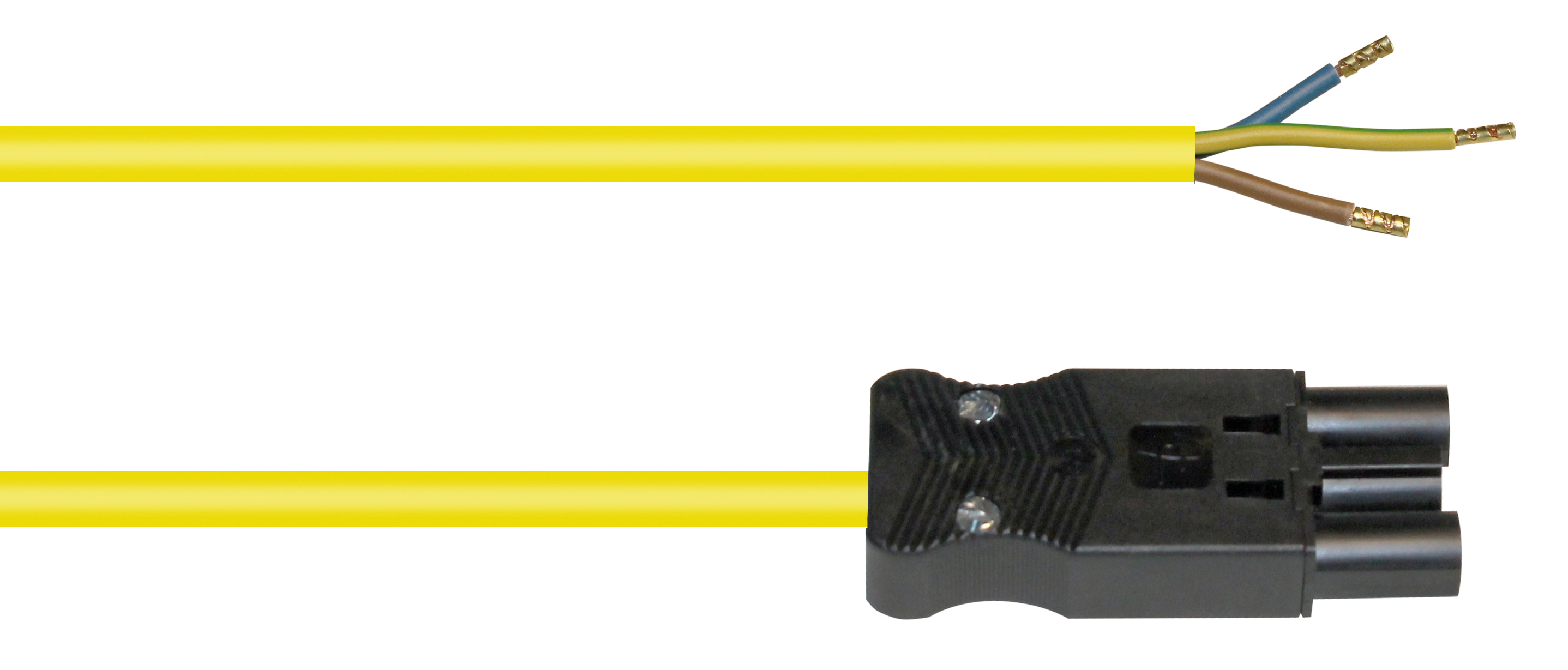 Abbildung Netzzuleitung mit Buchse, 3m, gelb, | 3x1,5qmm