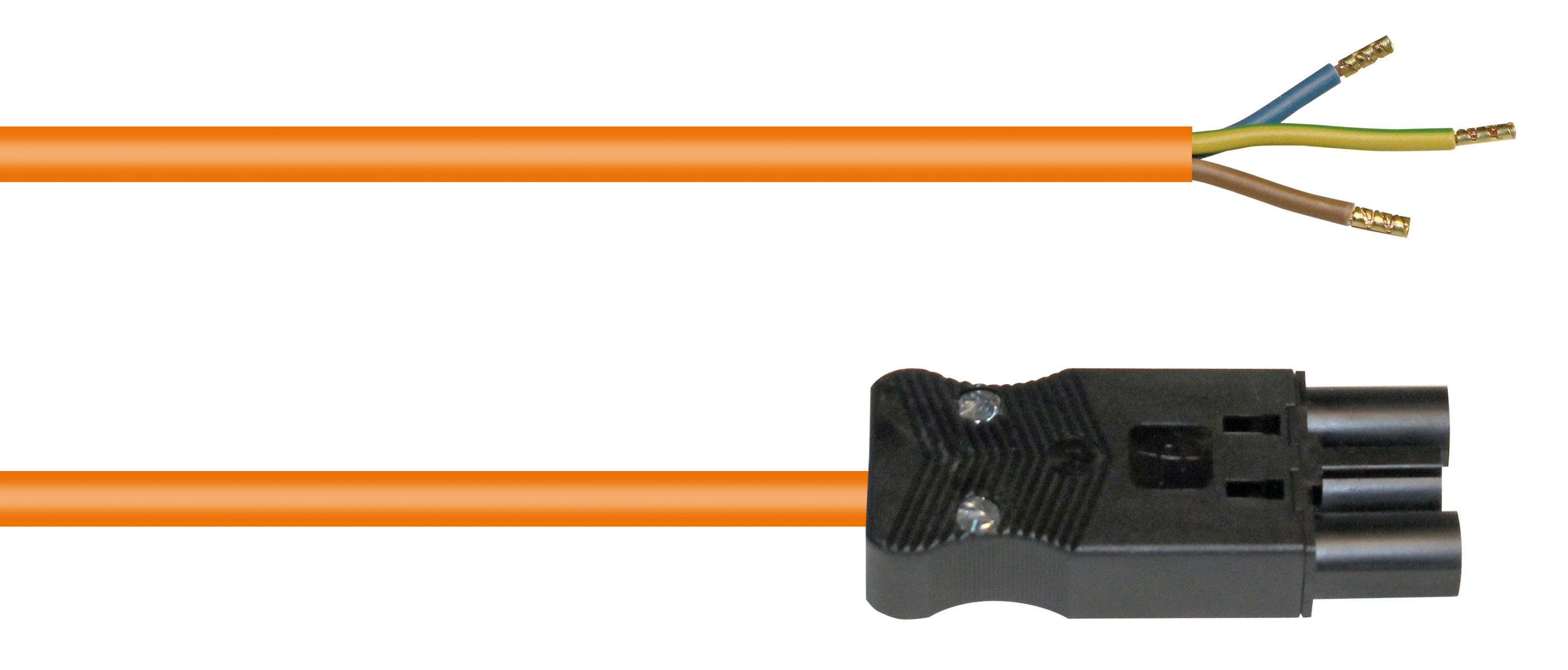 Abbildung Netzzuleitung für Schaltschrankleuchten | mit Buchse, orange, 3x1,5qmm, Länge  4m